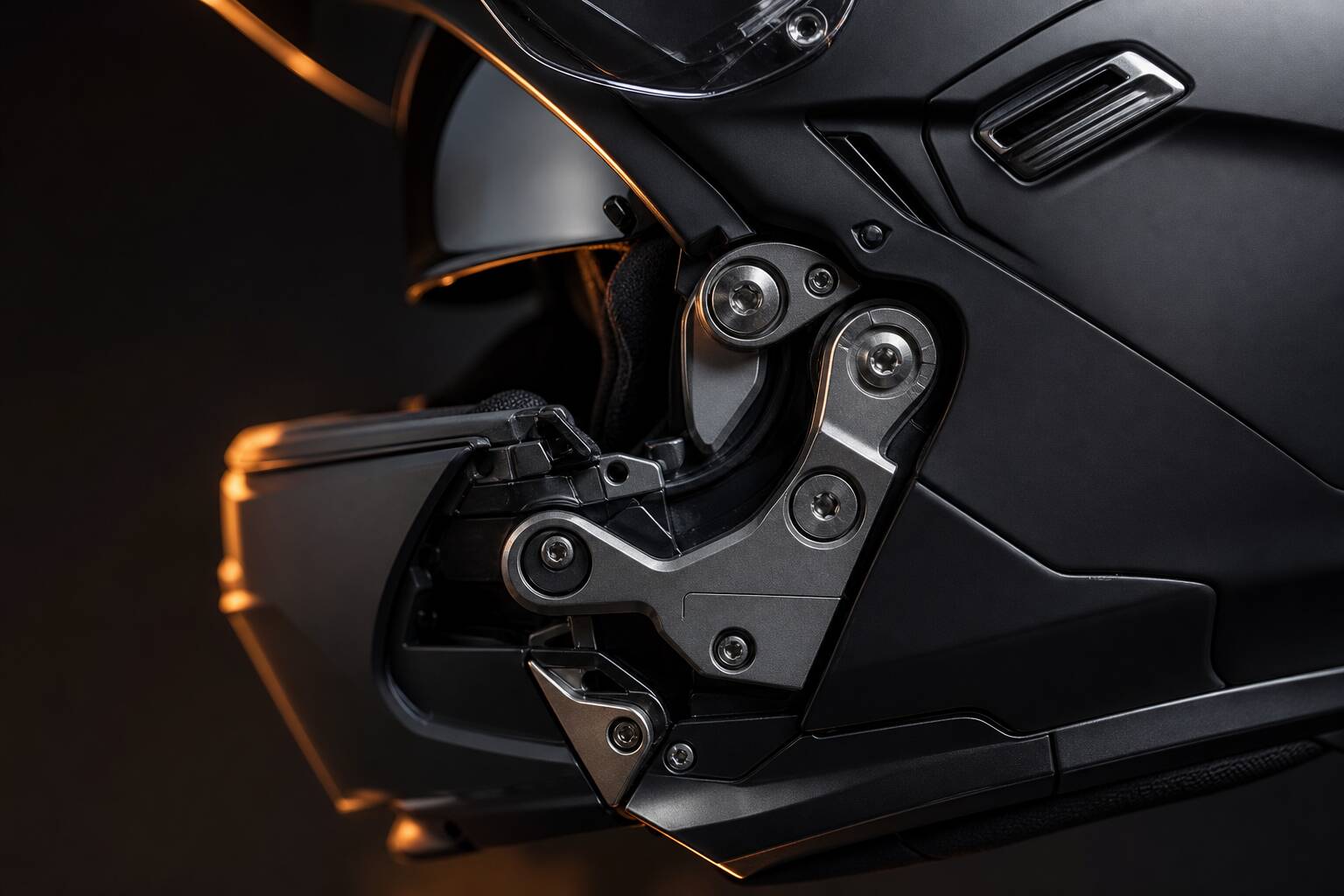 Mécanisme d'articulation du casque modulable HJC FG-Jet vue rapprochée