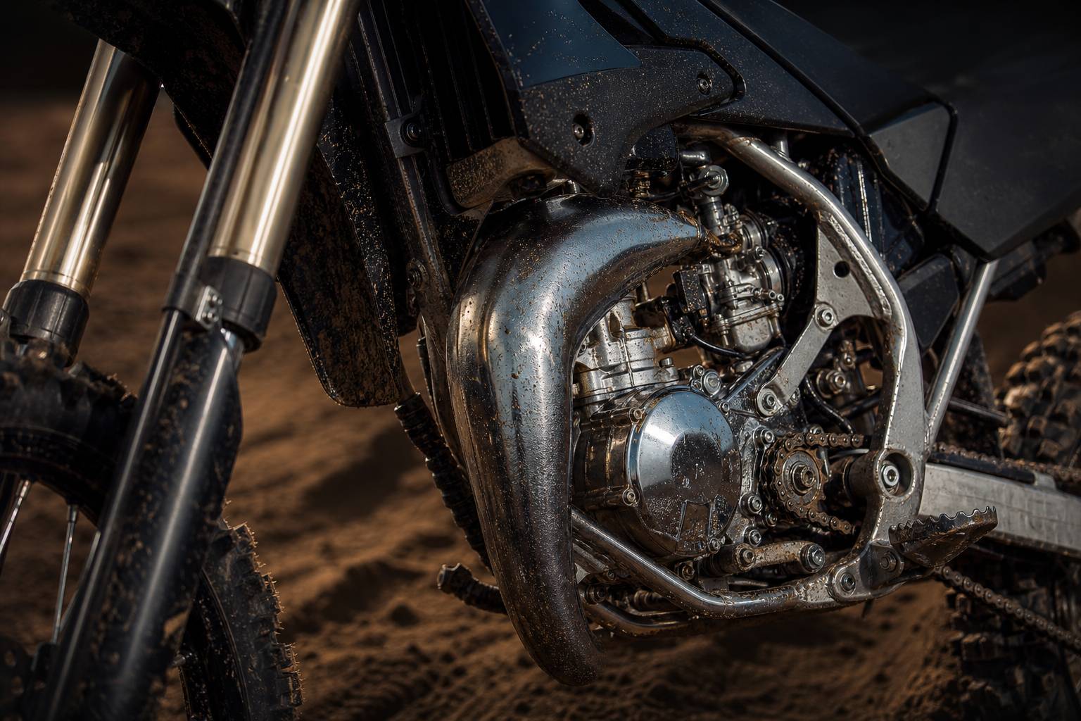 Détails mécaniques du moteur et suspension de la Kawasaki KX 85 préparée par Bud Racing
