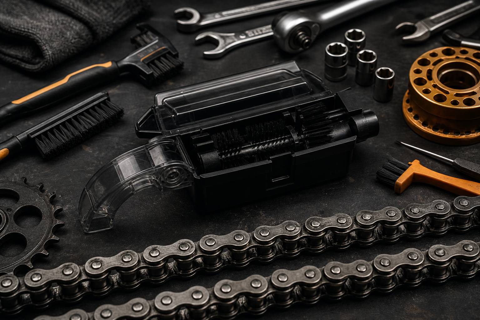 Kit chaîne moto lubrification outillage entretien