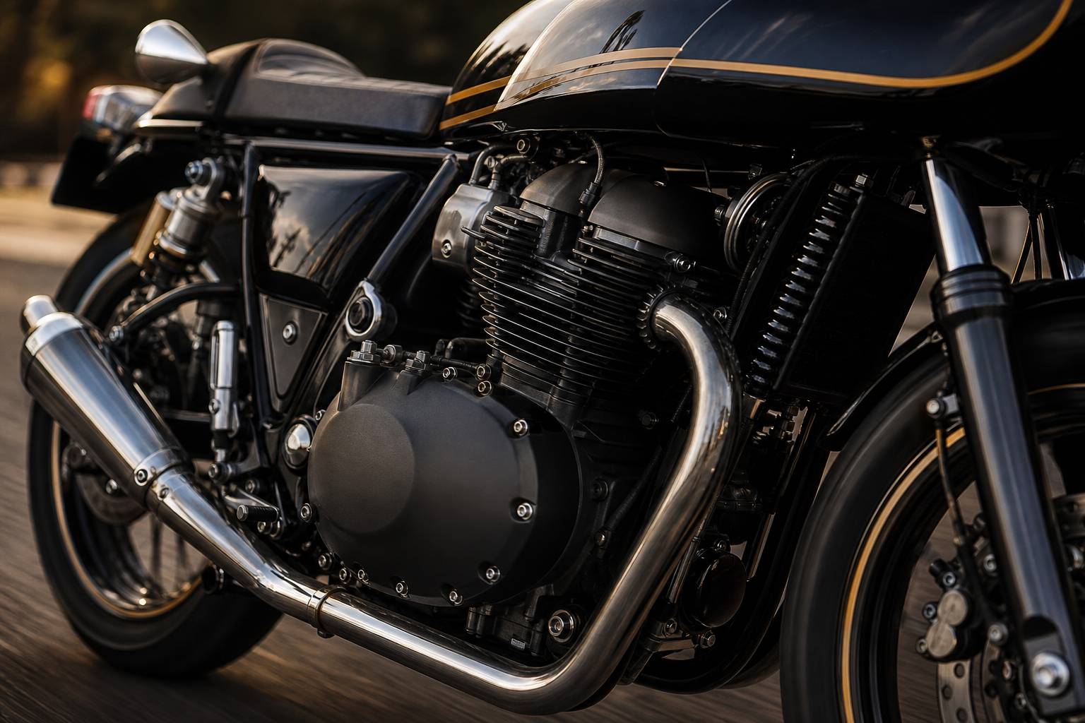 Moteur bicylindre et carénage café racer de la Royal Enfield Continental GT 650