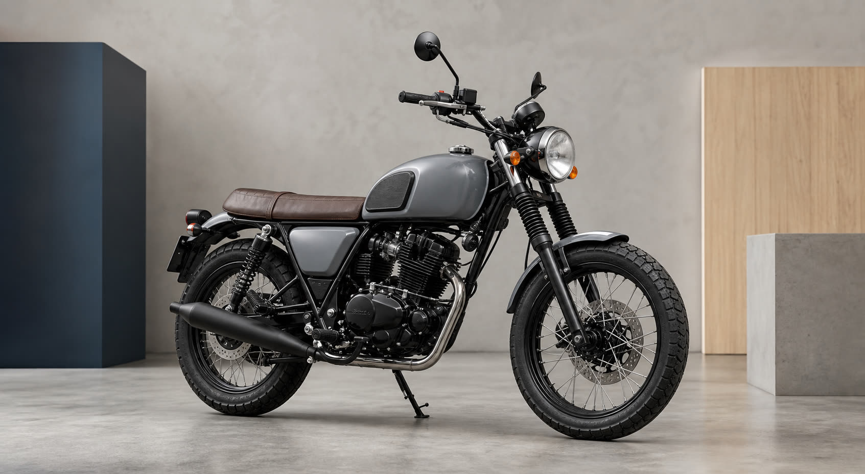Détail moteur et échappement Brixton Cromwell 125