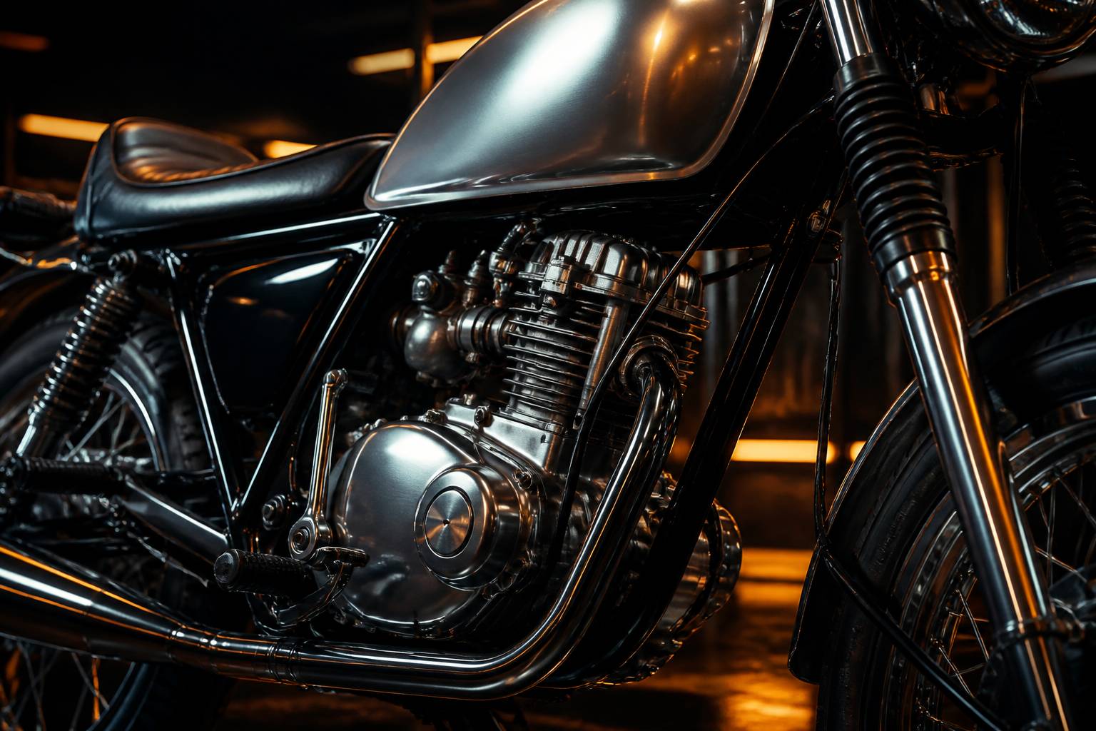 Moteur et cadre d'une moto 50cc à boîte de vitesses