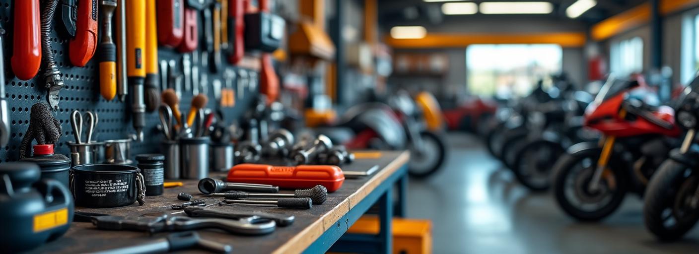 Mécanicien entretien moto dans garage professionnel